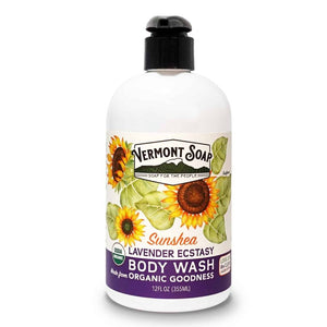 Lavender Ecstasy Sunshea Organic Body Wash - 12oz/355ml